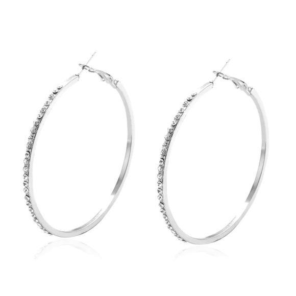 “Double the Diamonds" Gem Hoop Statement Earrings - Picture 7 of 8